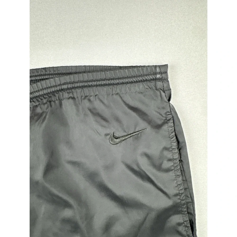 Vintage 90s Nike Black Nylon Track Pants Swoosh Zip Leg Windbreaker L